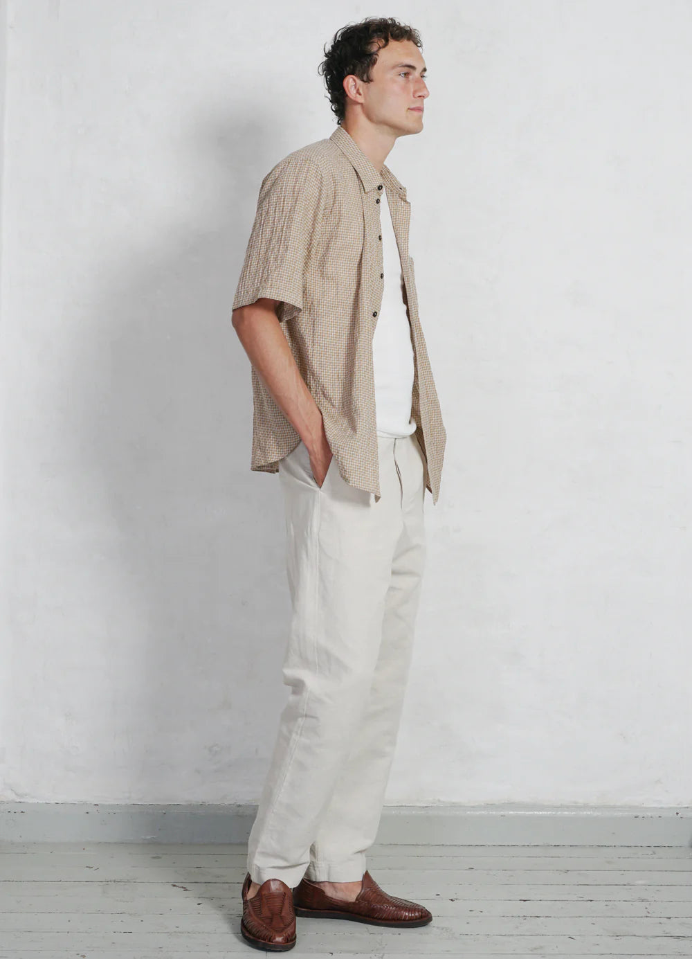 Hansen Garments Ken Wide Cut Trousers in natural flax