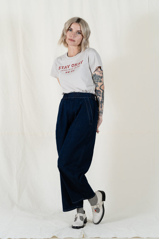 Micaela Greg Dark Indigo Barrel Pant