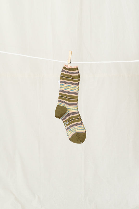 Antipast Lateral Stripes Women's Socks - Khaki