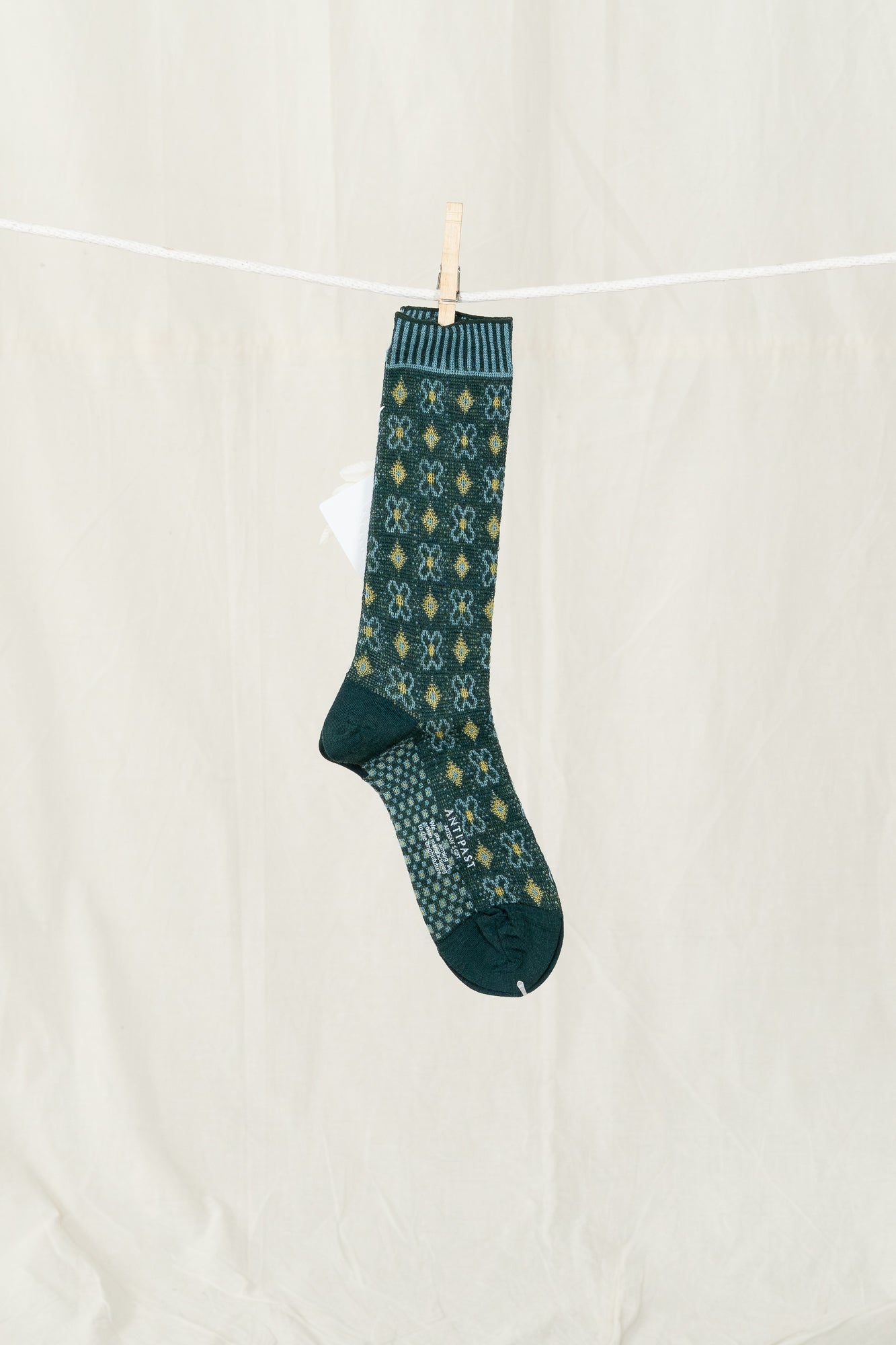 Antipast Flower Grid Women's Socks - Green