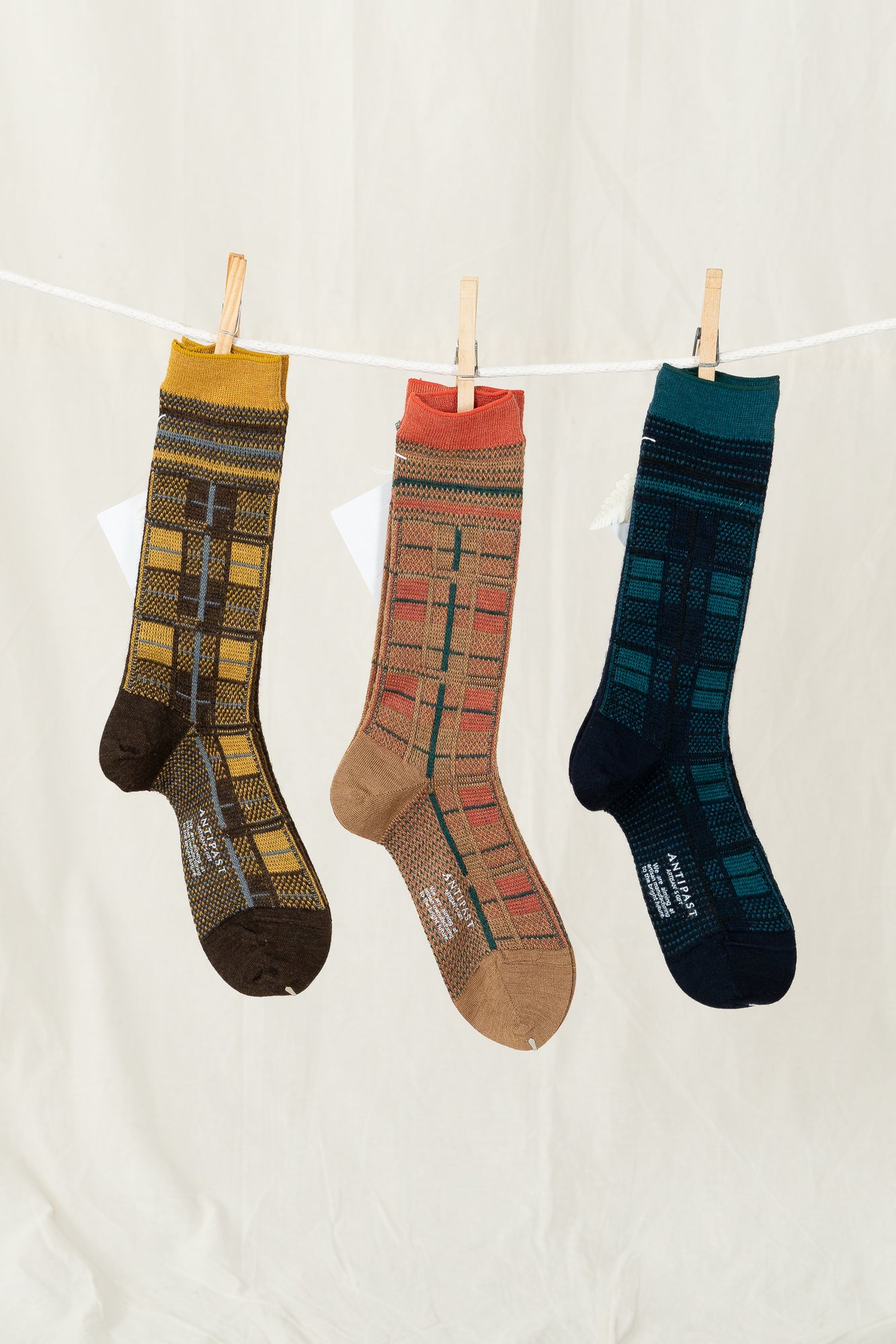 Antipast Tartan Check Women's Socks - Brown