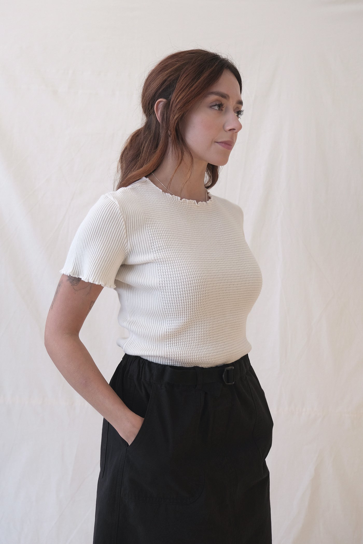 V::Room Waffle Rib Combo S/S Crew