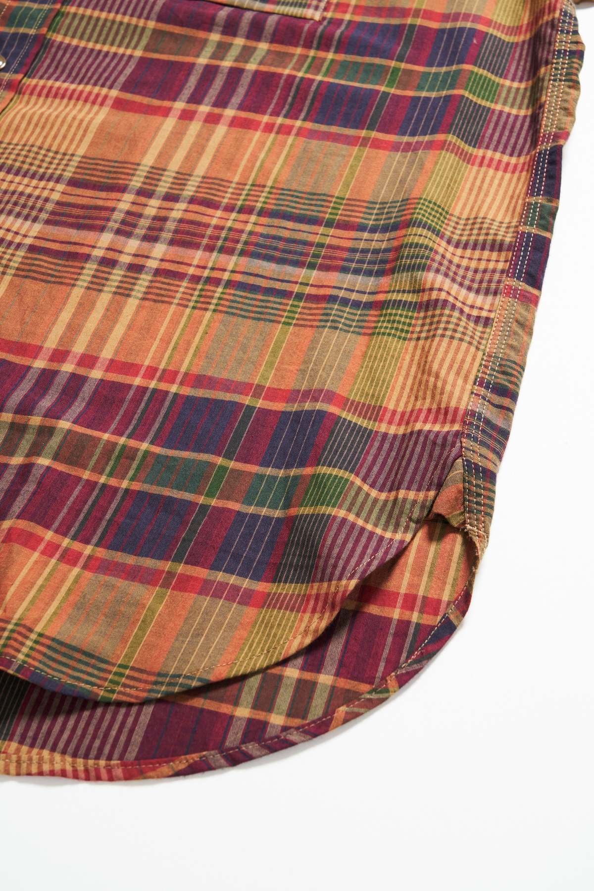 Engineered Garments Plaid Work Shirt in navy khaki plaid