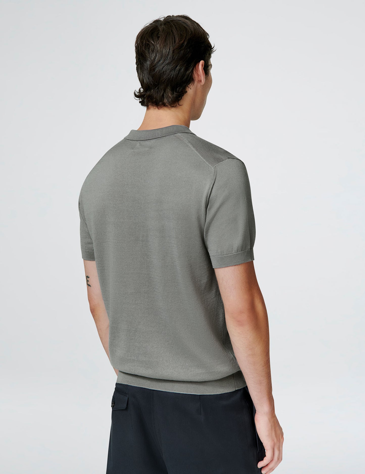 Handvaerk Knit Polo Short Sleeve for men in chalk