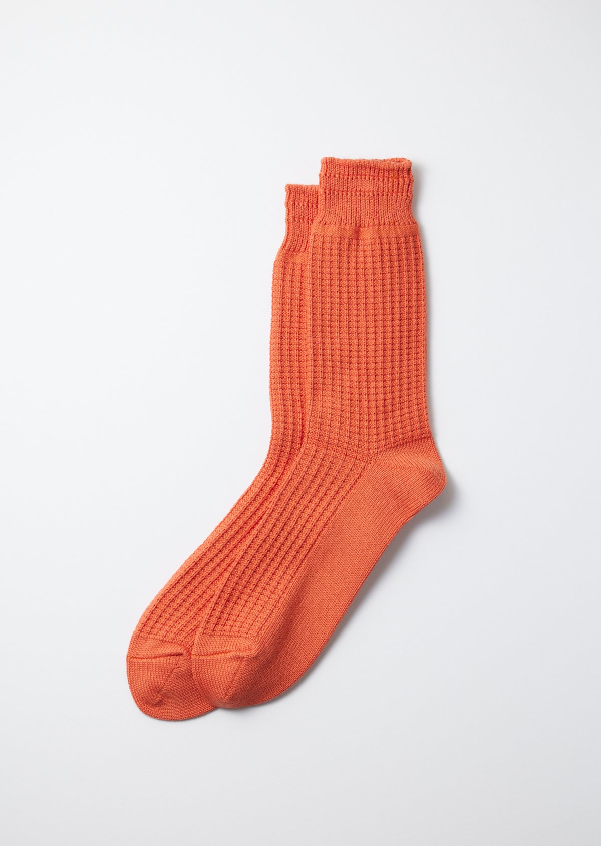 Rototo Cotton Waffle Crew Socks in orange