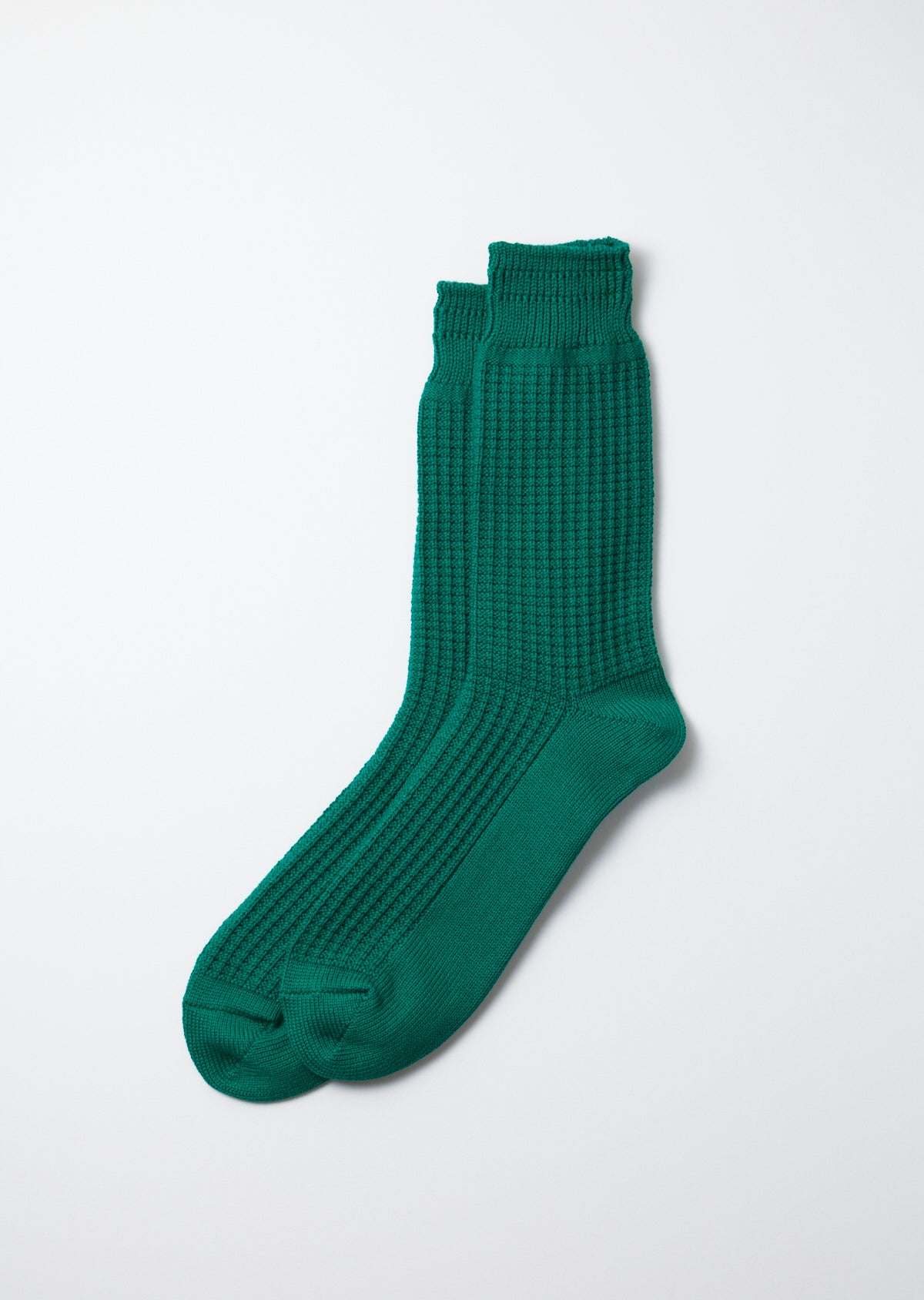 Rototo Cotton Waffle Crew Socks in sea green