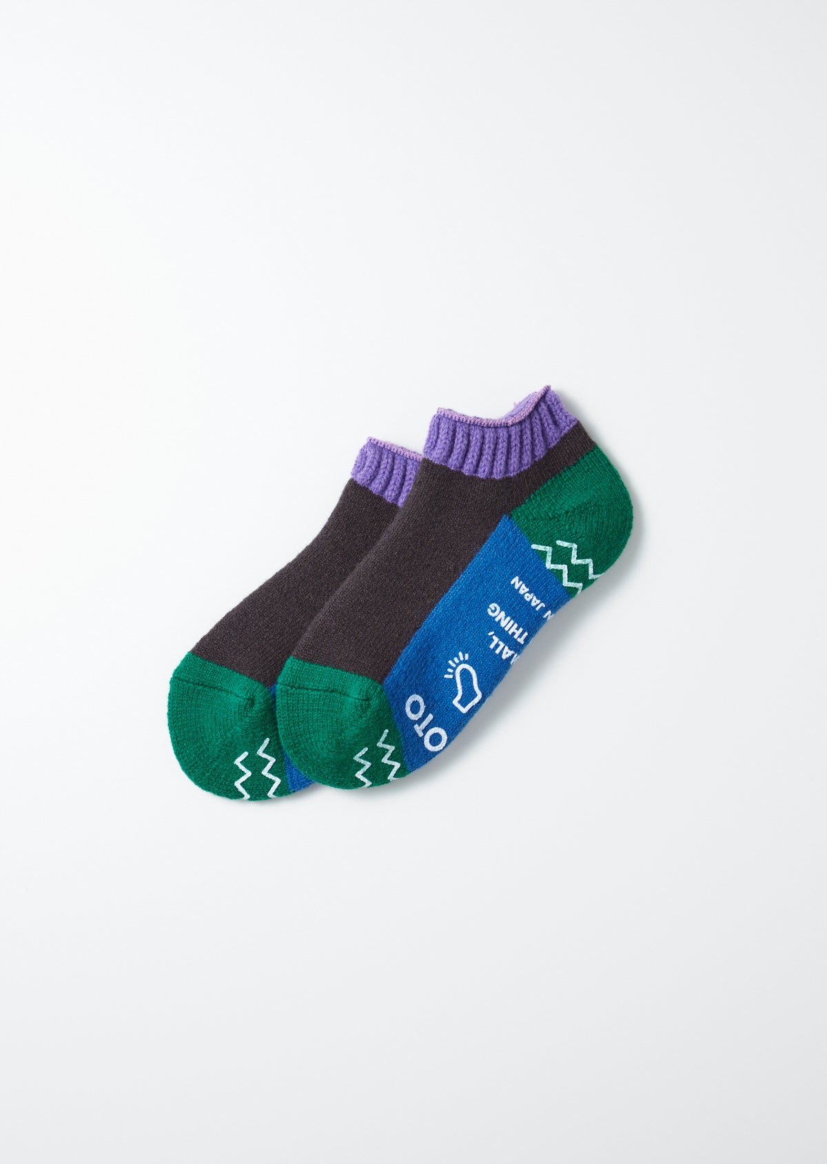 Rototo Pile Sock Slipper in L. Purple/Charcoal