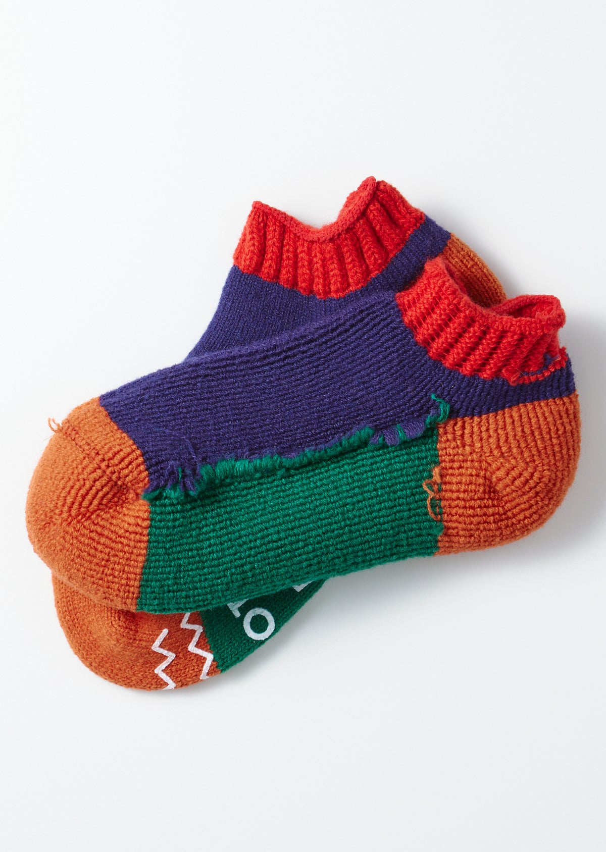 ROTOTO Pile Sock Slipper in Red/Navy