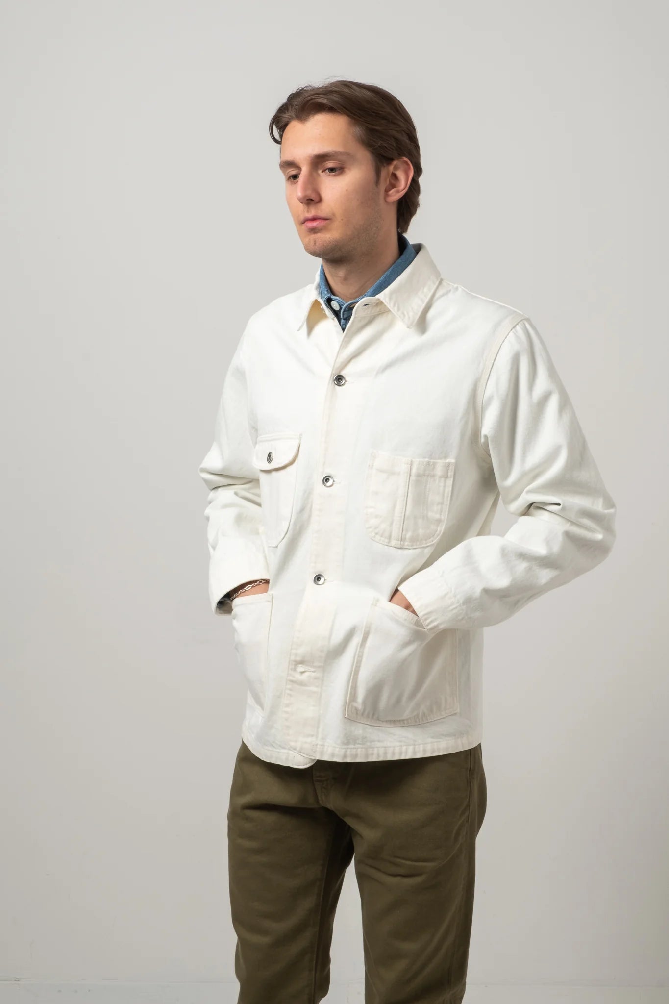C.O.F. Studio Railway Jacket 13oz in Ecru Stonewash