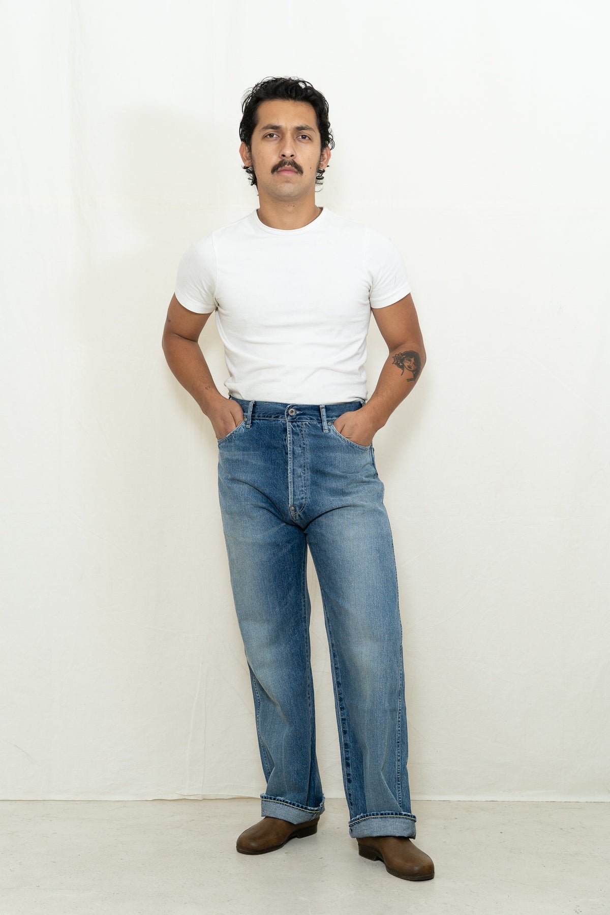 Chimala Wide Denim Straight Cut in Work Light Blue