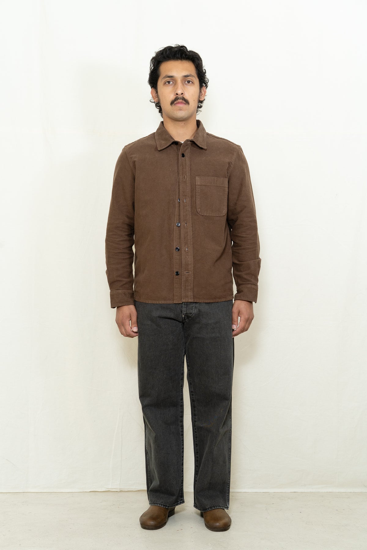 C.O.F Studio Soft Moleskin Overshirt in Nutella