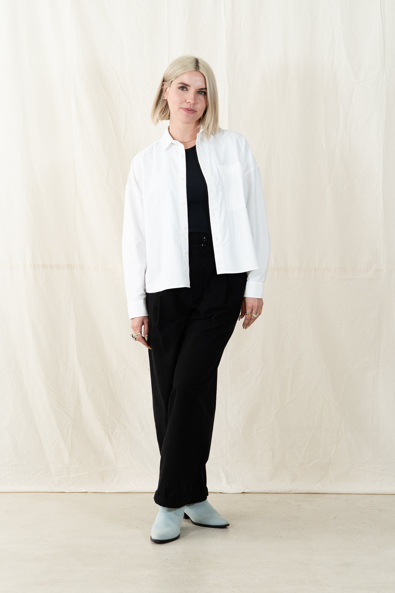 Merz b. Schwanen Women Cropped Oxford Shirt