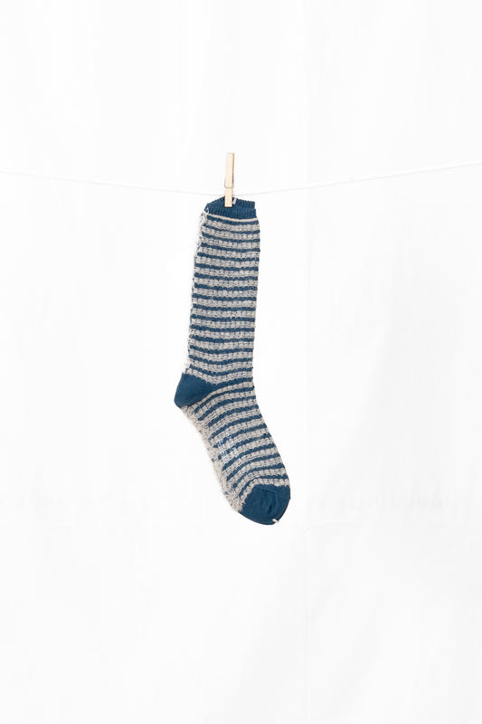 Antipast Fringe Stripes Women's Socks - Blue Peach