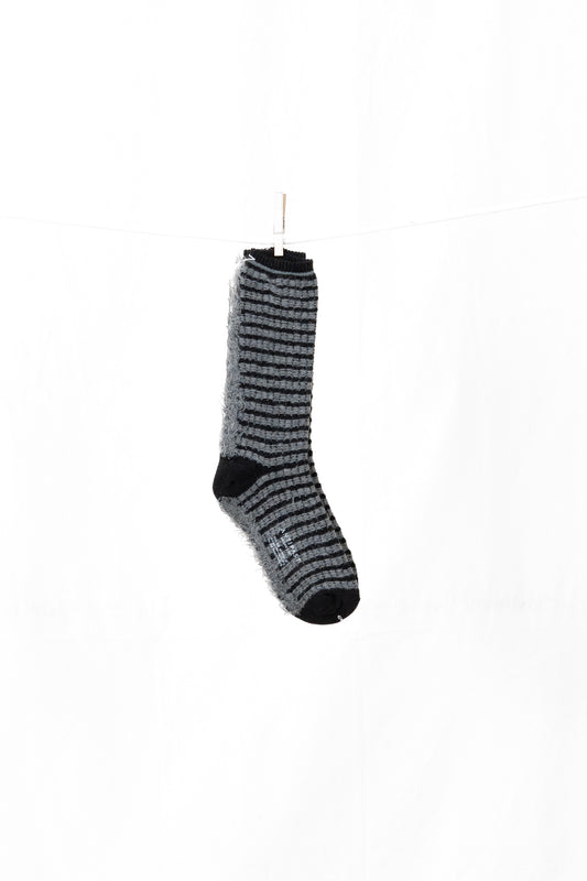 Antipast Fringe Stripes Women's Socks - Black Grey