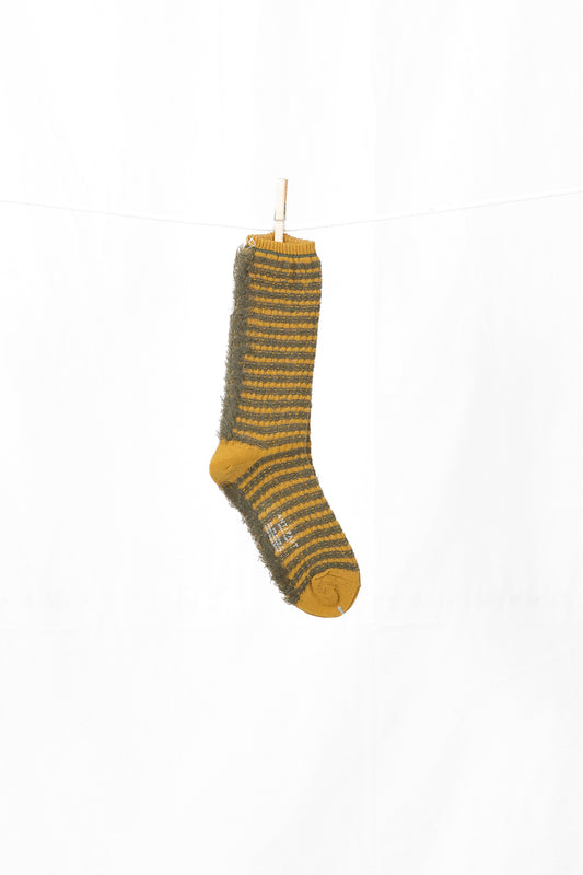 Antipast Fringe Stripes Women's Socks - Mustard Khaki