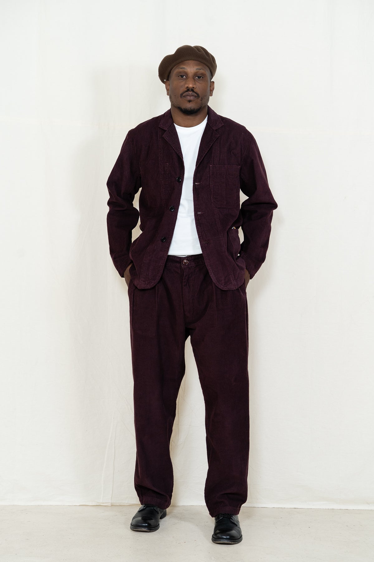 Service Works Cord Server Suit Jacket in Burgundy