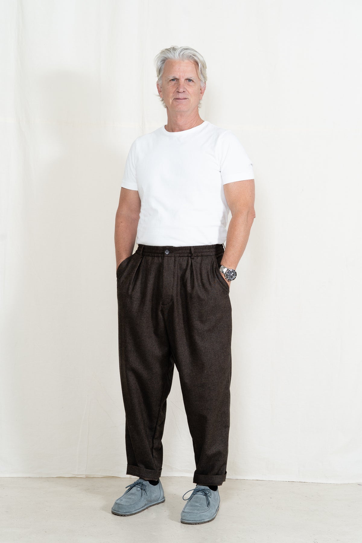 Universal Works Pleated Track Pant in Brown