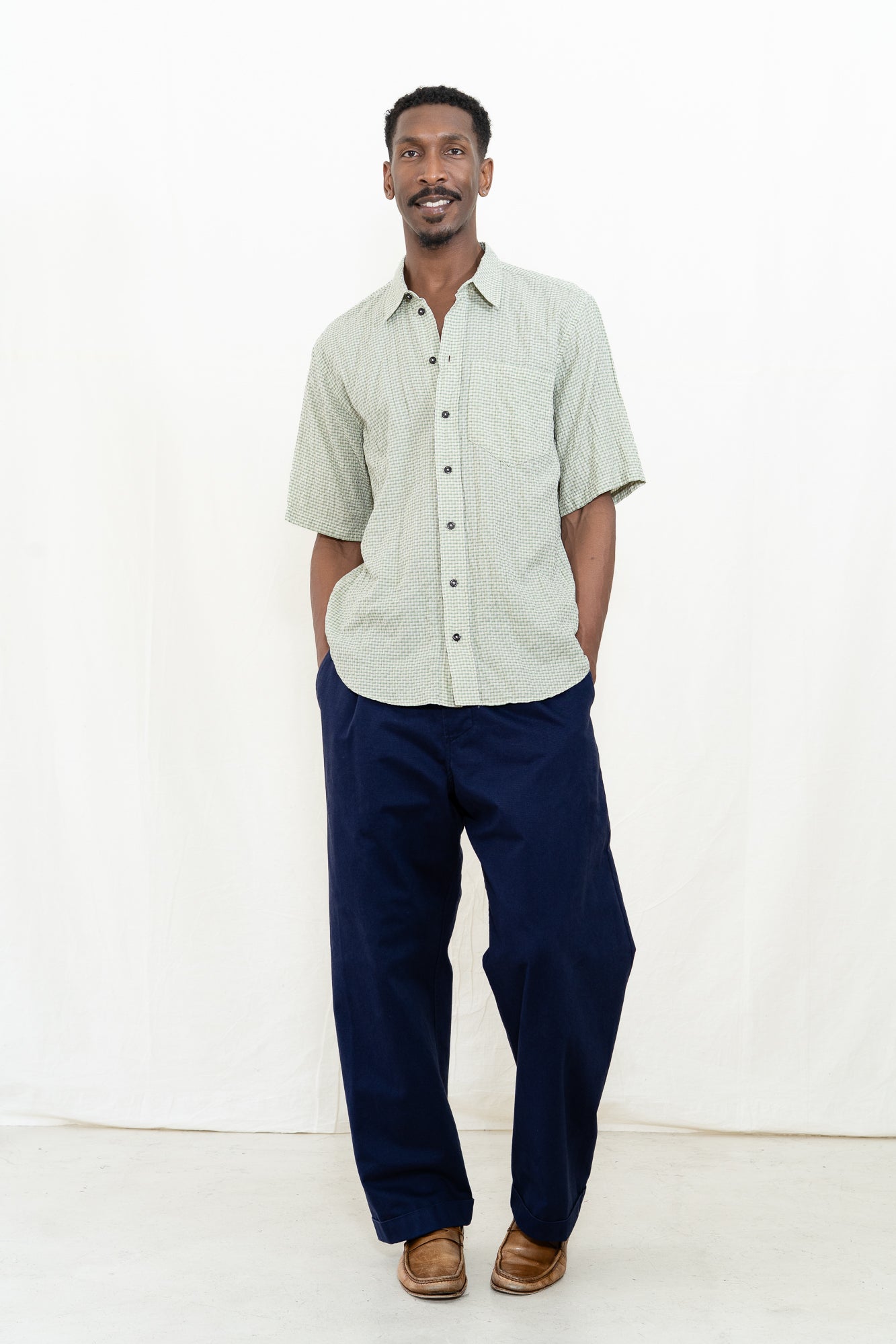 HANSEN Reidar Broken Green Checks Shirt