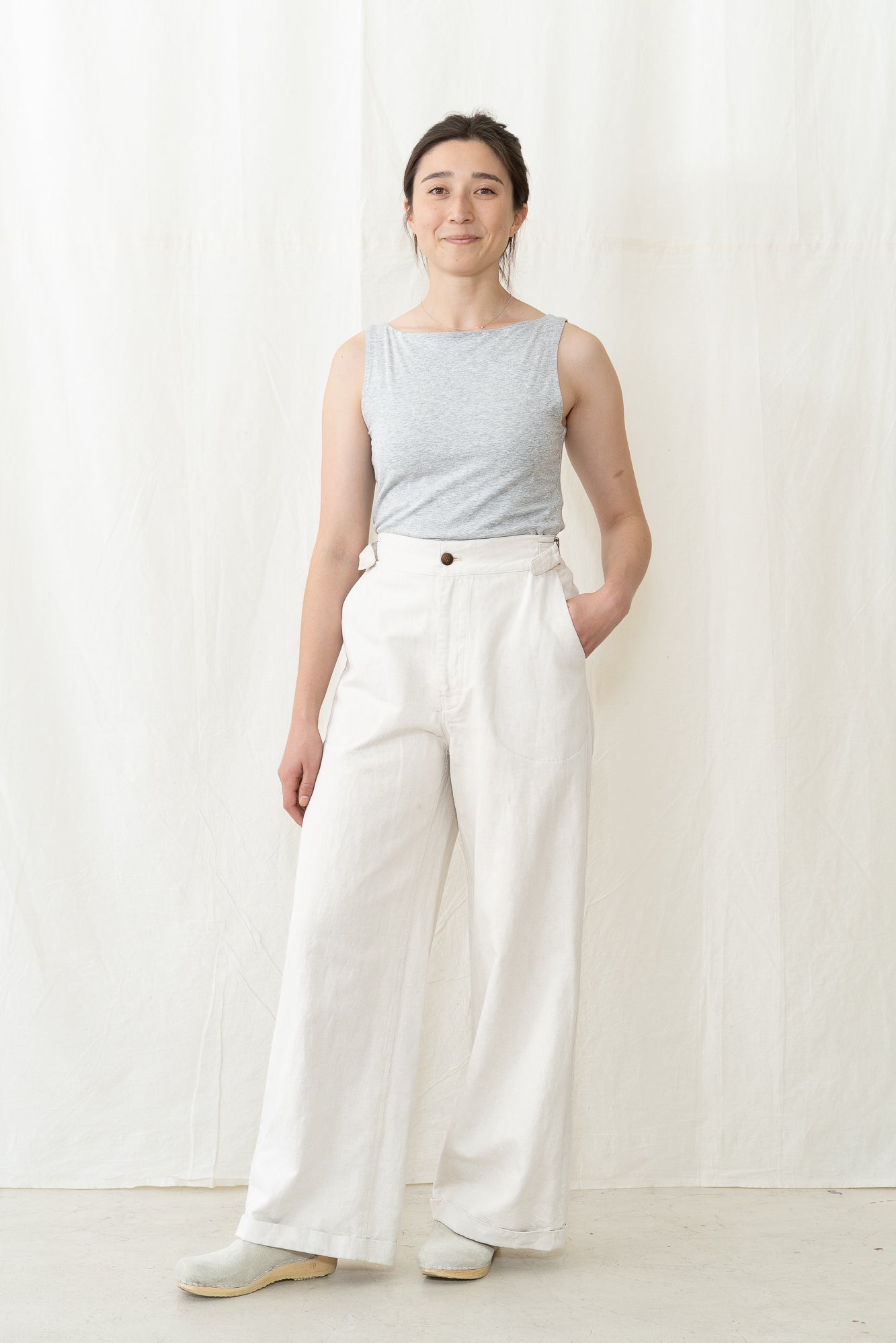 HYE SUN MUN Atelier Wide Pants in Off White