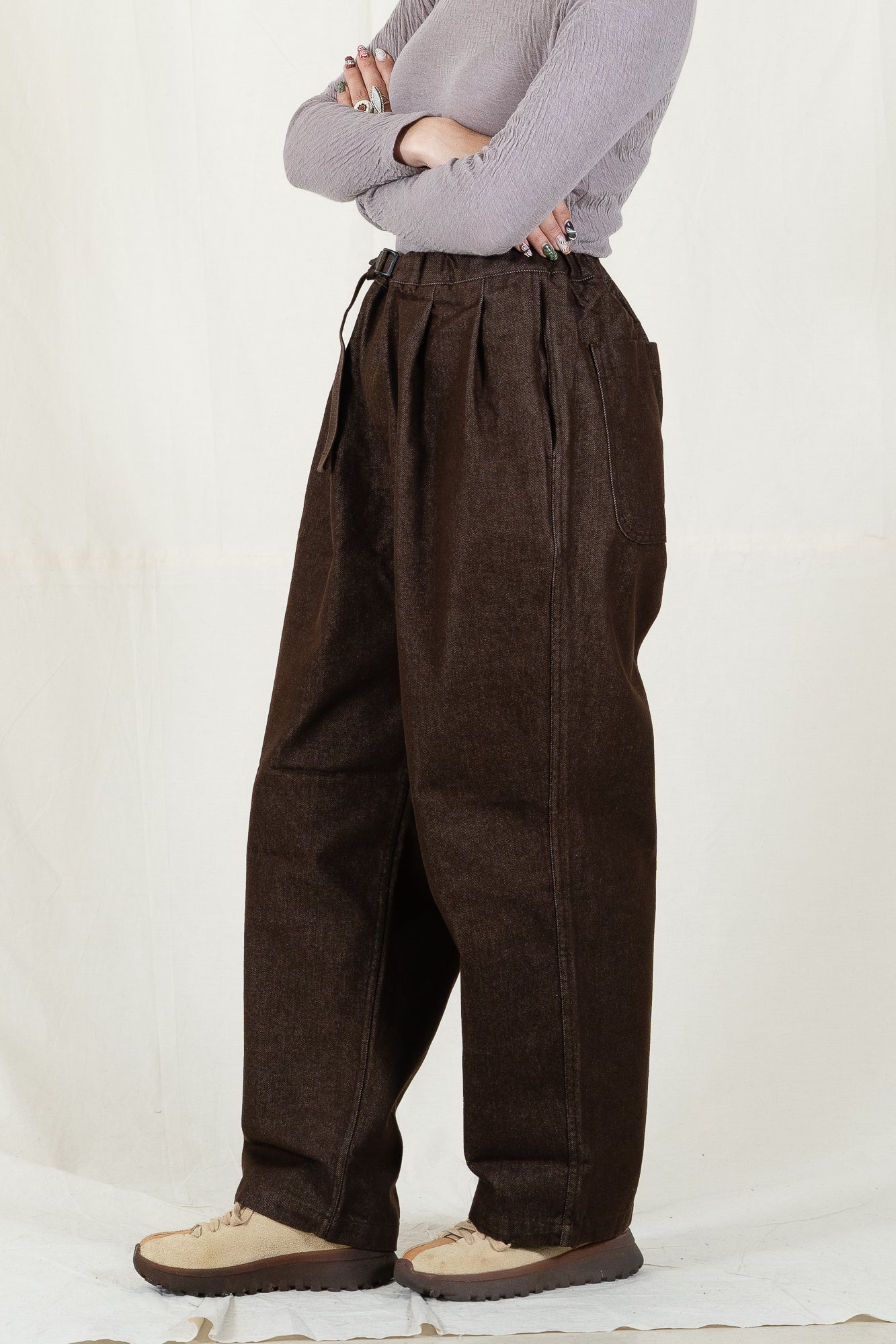 Kappy Two Tuck Wide Denim Pants