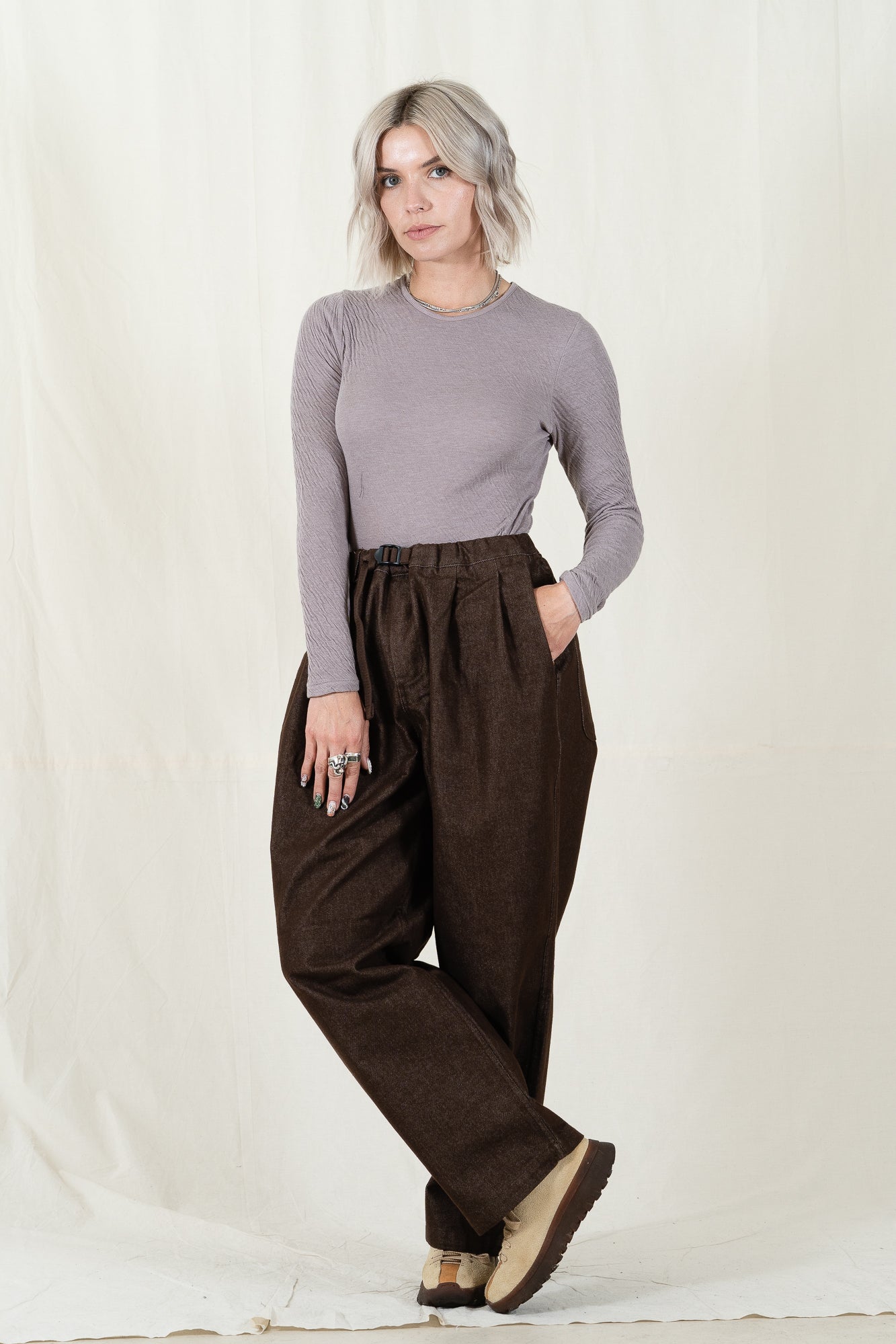 Kappy Two Tuck Wide Denim Pants