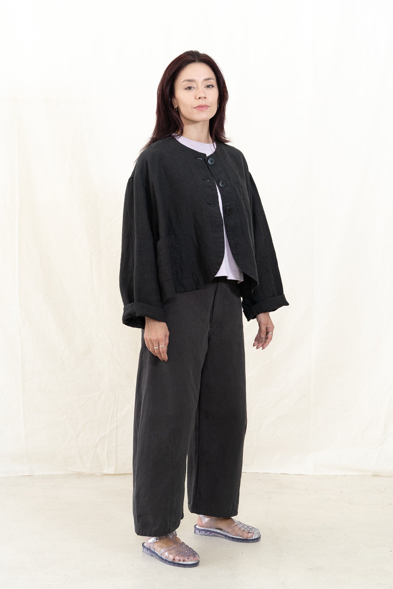 SARAHWEAR Plain Linen Jacket