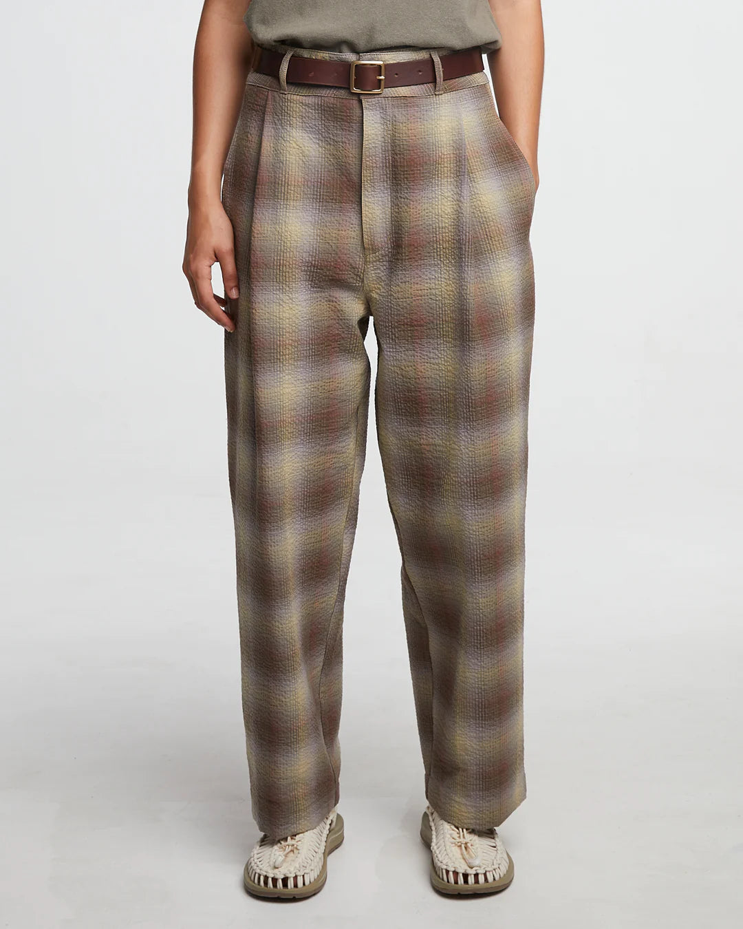 Girls of Dust British Worker Merida Check Pant in khaki