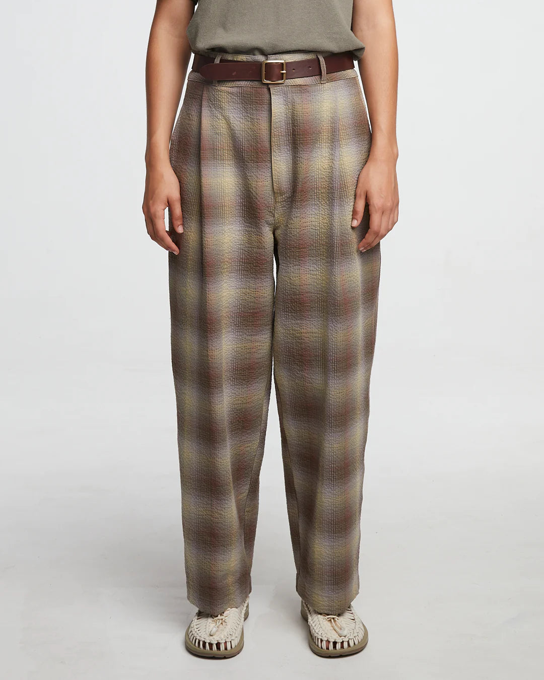 Girls of Dust British Worker Merida Check Pant in khaki