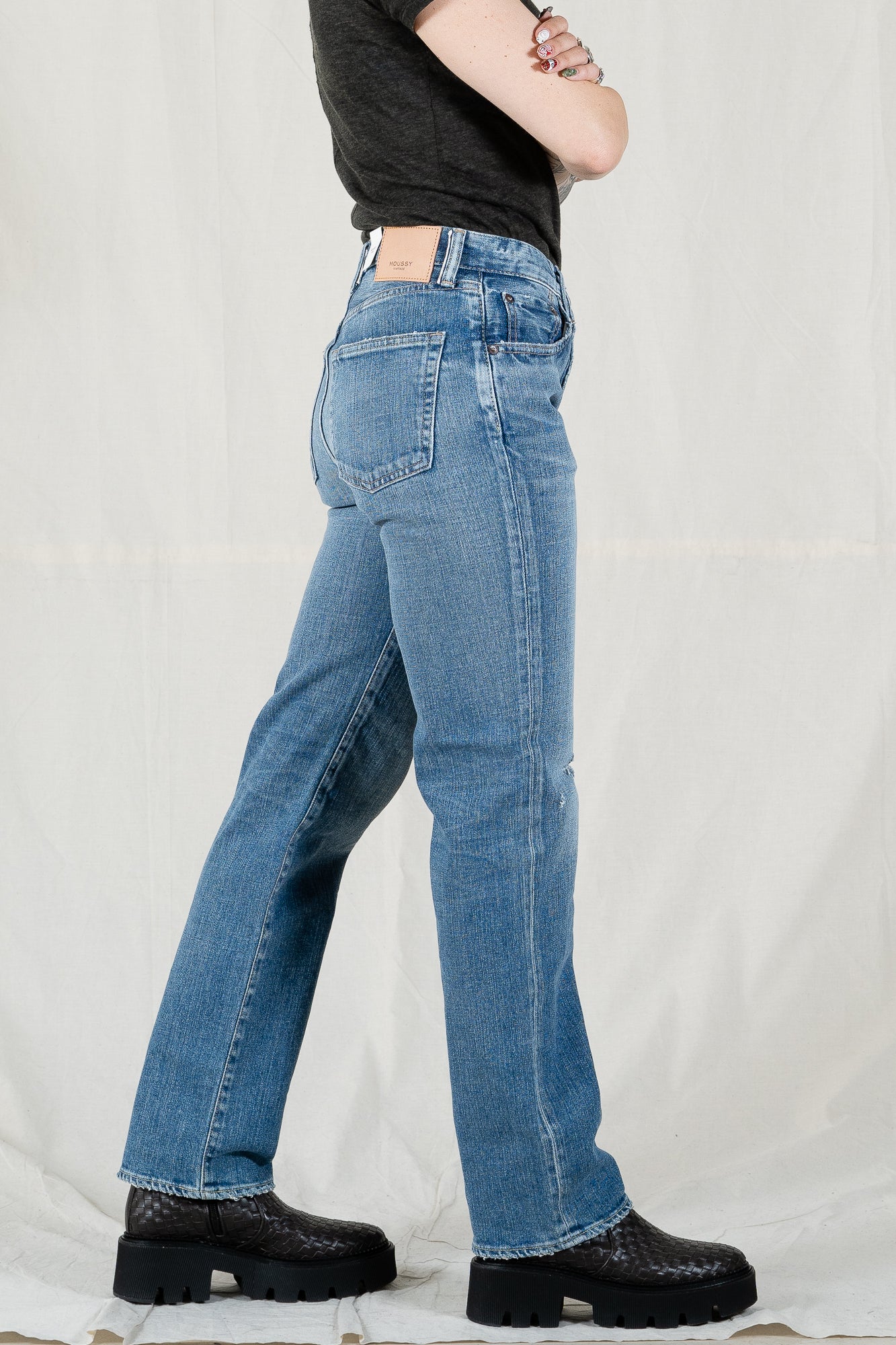 MOUSSY | FOIL PRINT 90S LOWRISE STRAIGHT (ワイド ) |SHEL
