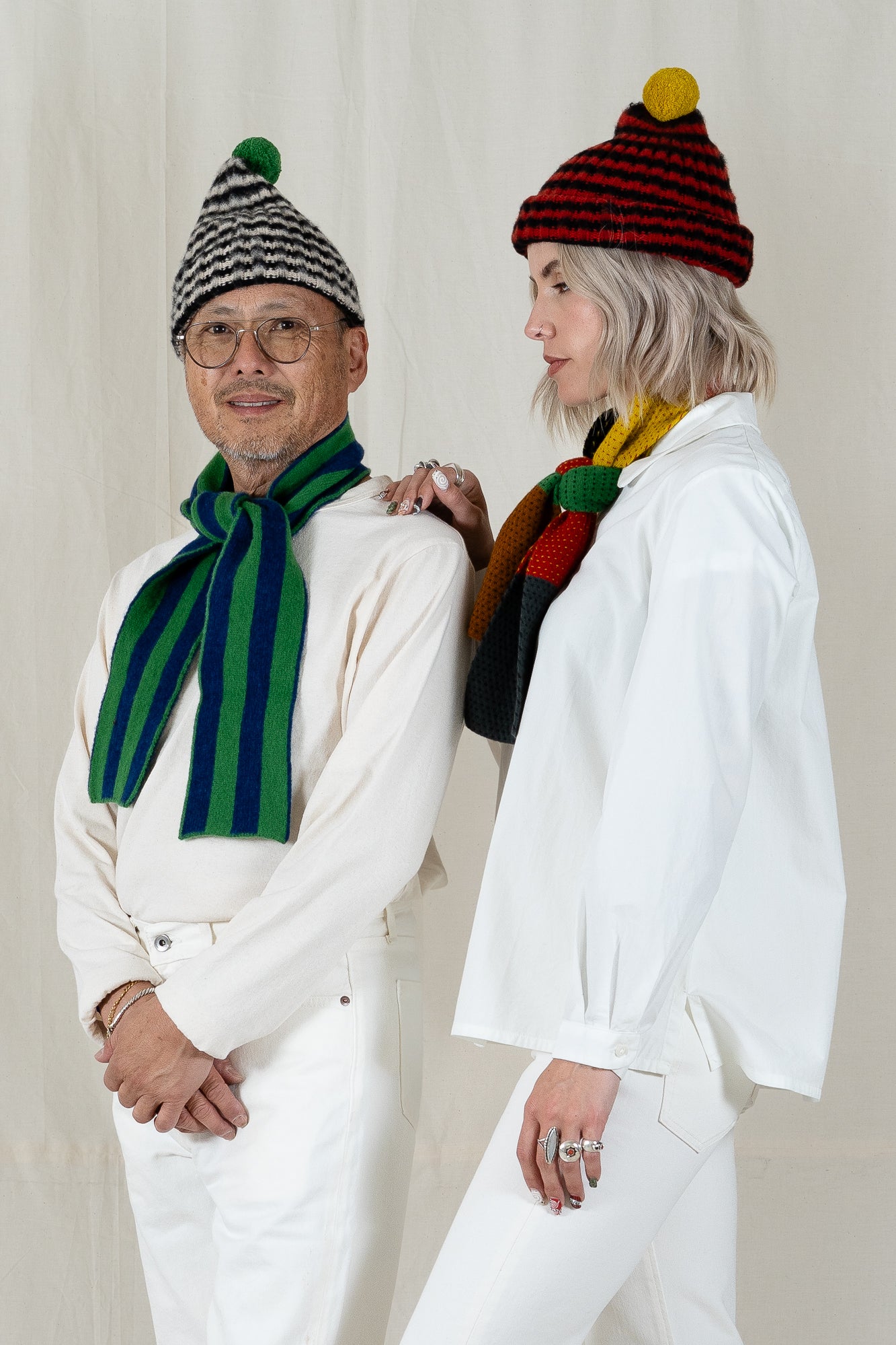 Jo Gordon Narrow Stripe Hat w/ Pompom
