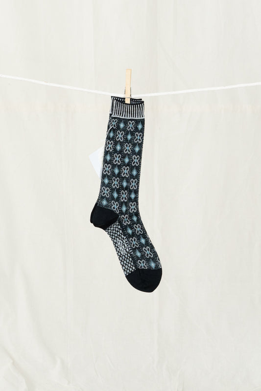 Antipasat Flower Grid Women's Socks - Black