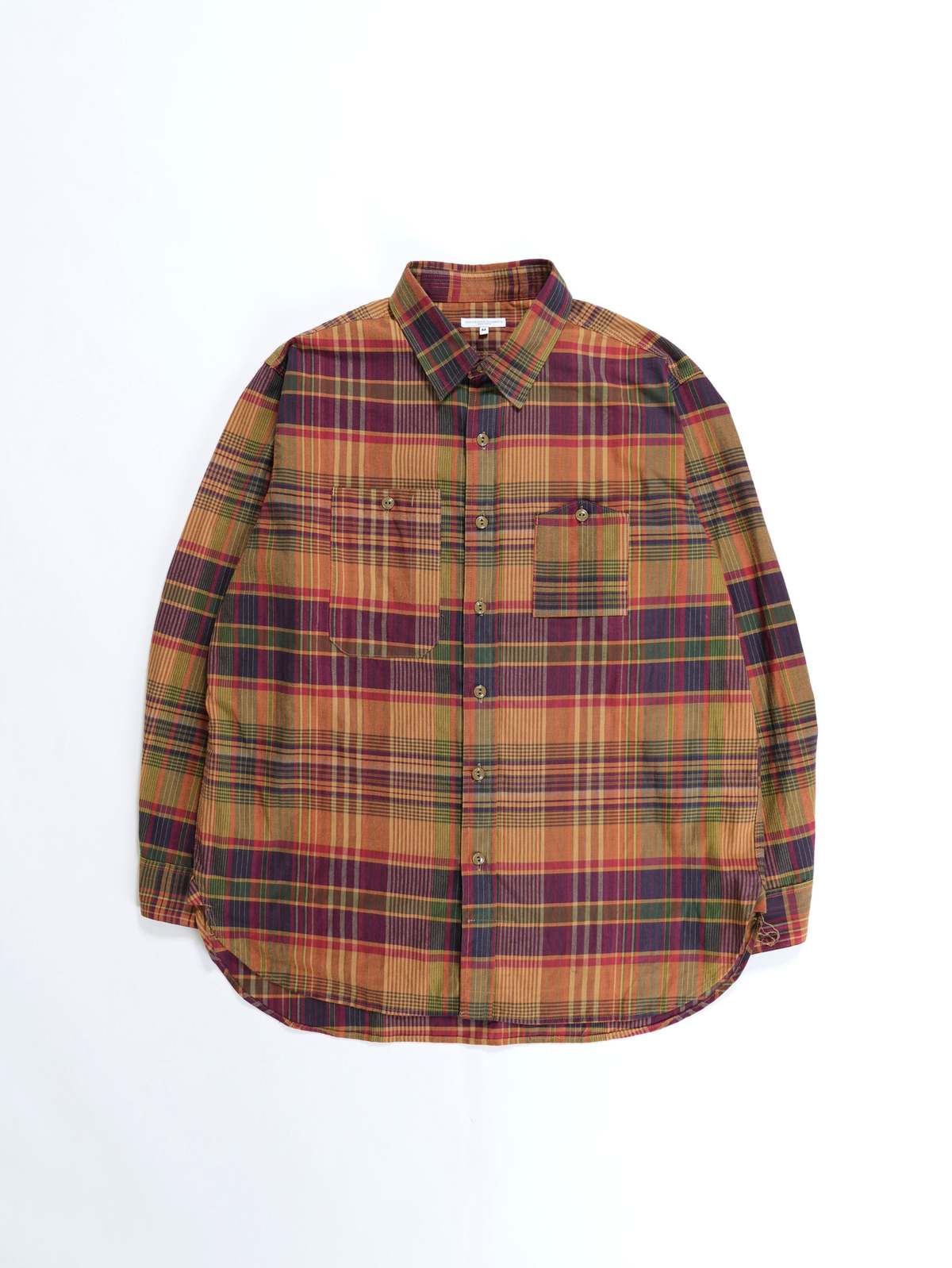 Engineered Garments Plaid Work Shirt in navy khaki plaid