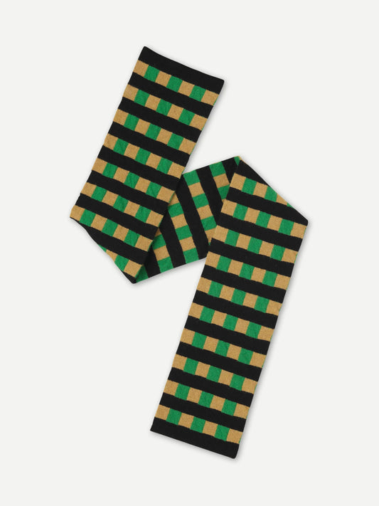 Jo Gordon Pagoda & Bullion Check & Stripe Scarf