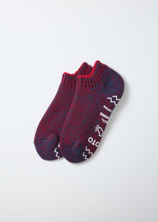 ROTOTO Pile Sock Slipper in Dark Blue/Dark Red