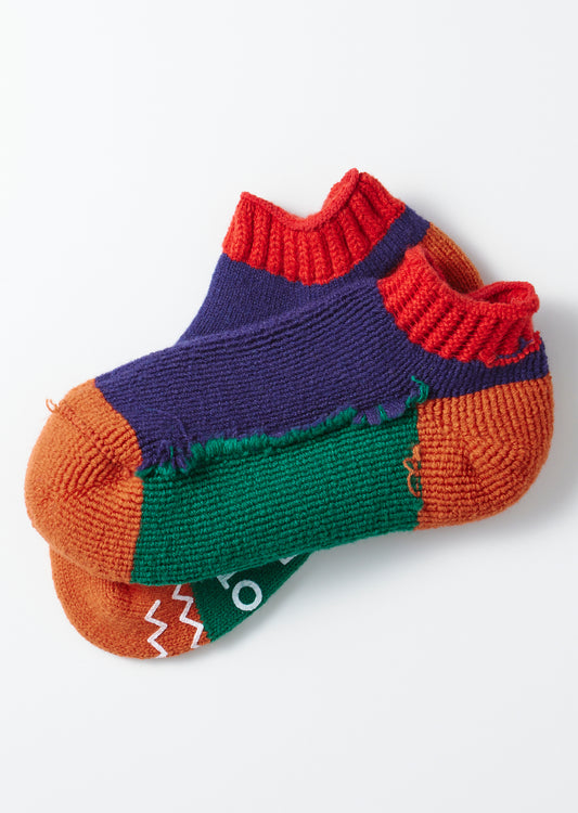 ROTOTO Pile Sock Slipper in Red/Navy