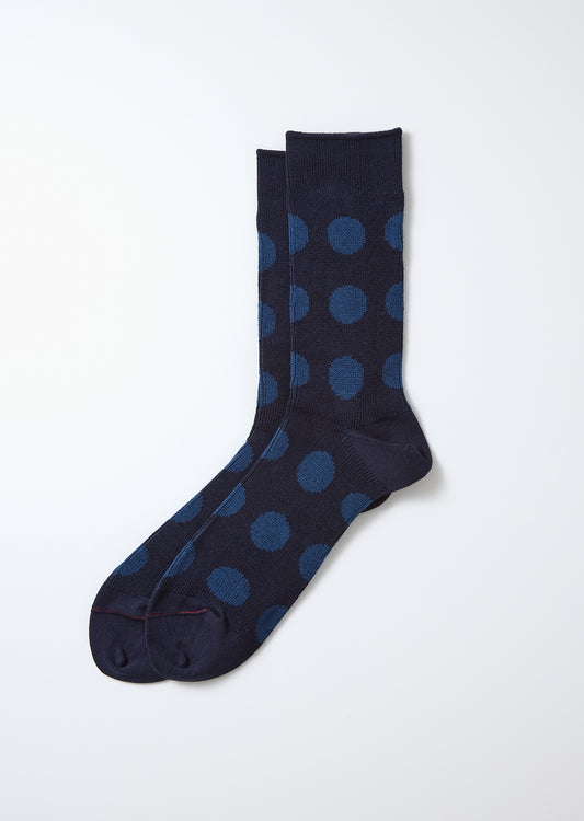 ROTOTO Porthole Dot Socks in Navy/Indigo