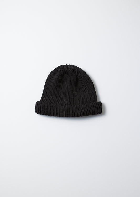 ROTOTO Cotton Roll Up Beanie in Black
