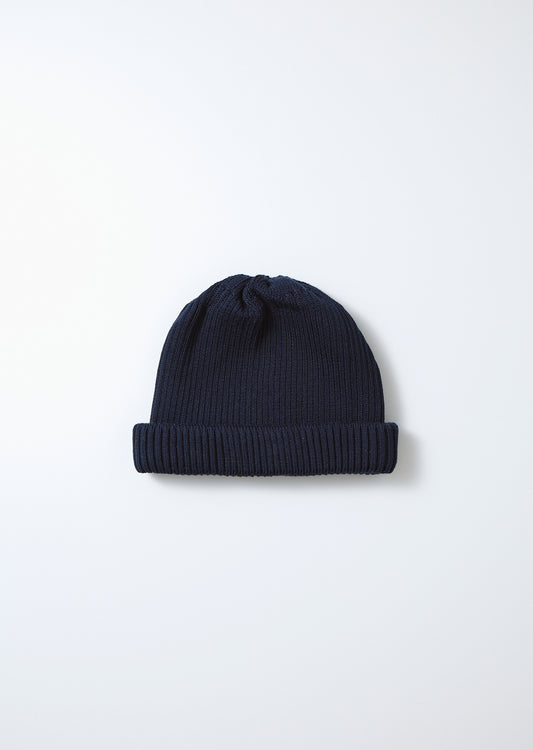 ROTOTO Cotton Roll Up Beanie in Dark Navy