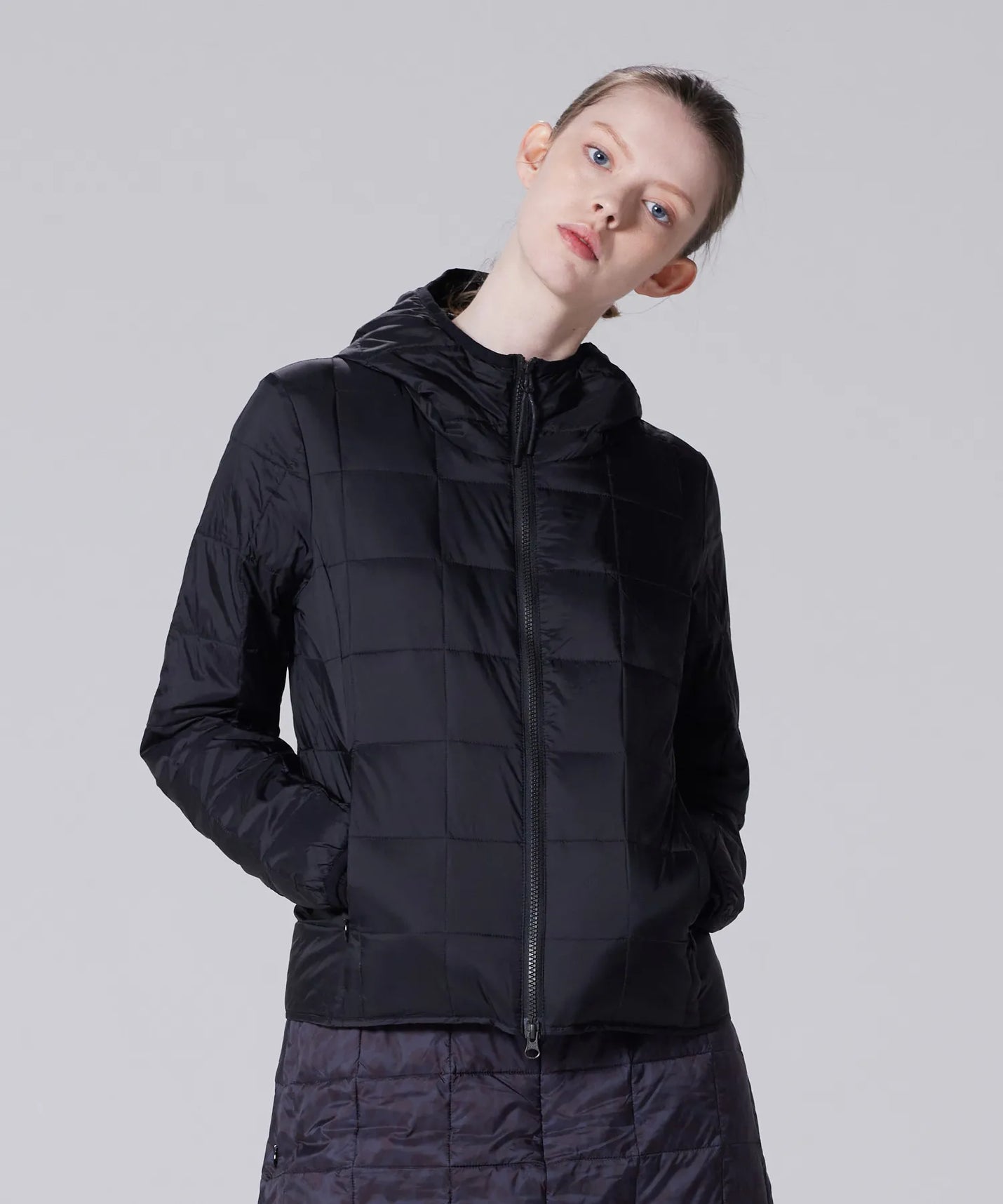 TAION Unisex Basic Hood W-Zip Down Jacket