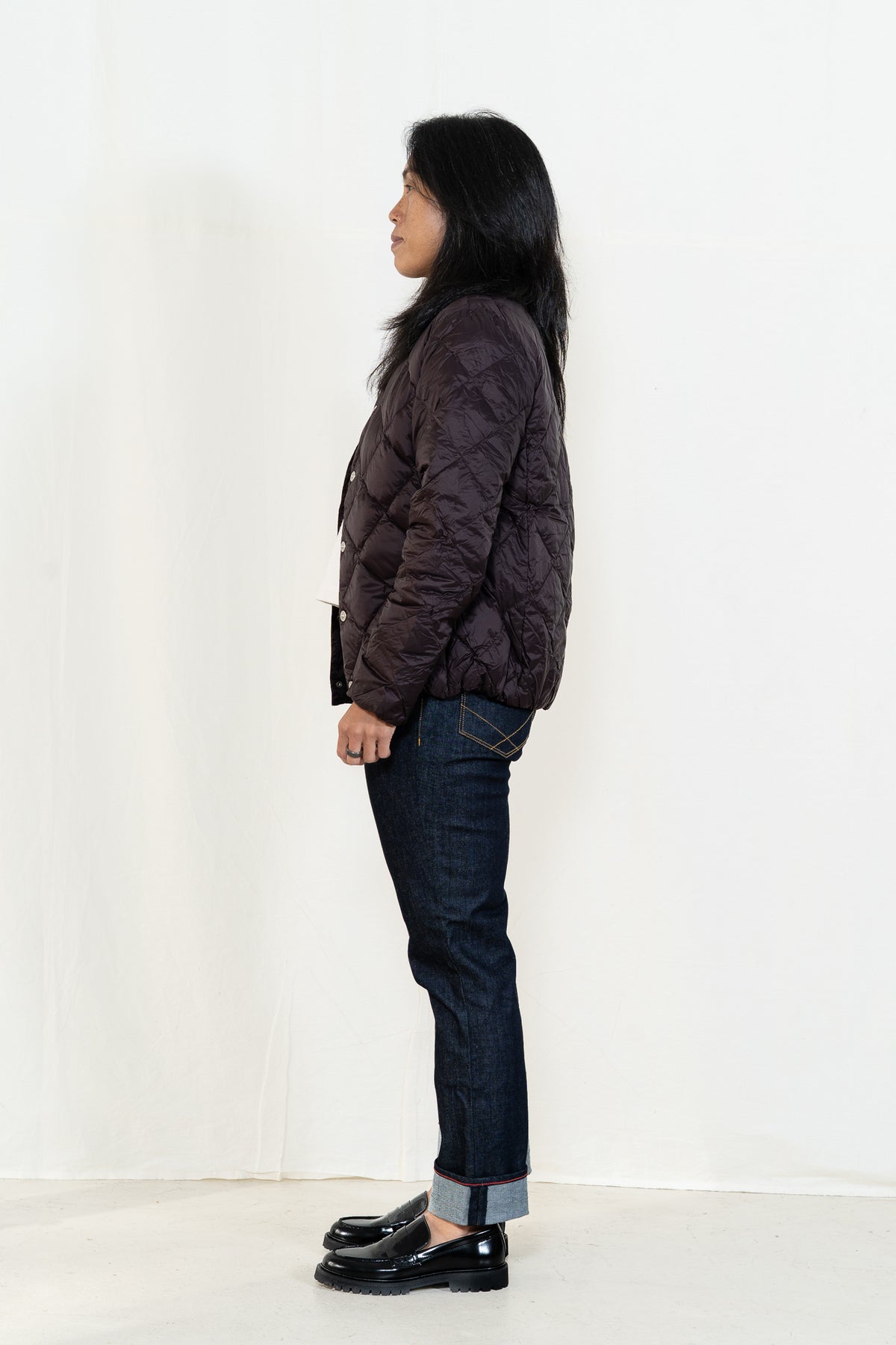 TAION City Crew Neck Down Jacket in Dark Chocolate