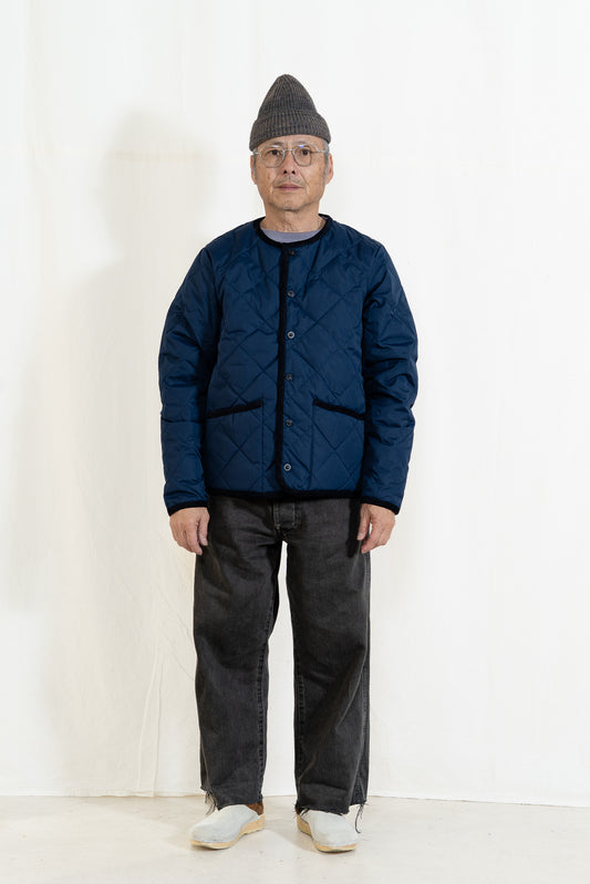 TAION Piping Crew Cardigan in Navy