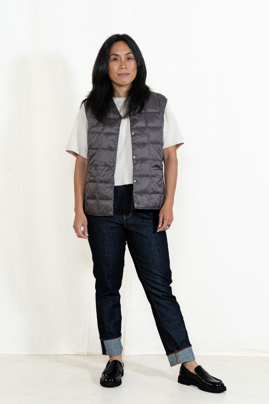 TAION Button Down Vest in Gray