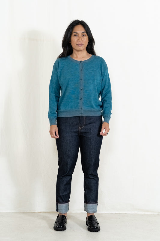 Casa Isaac Woman Cardigan in Turquoise-Taupe