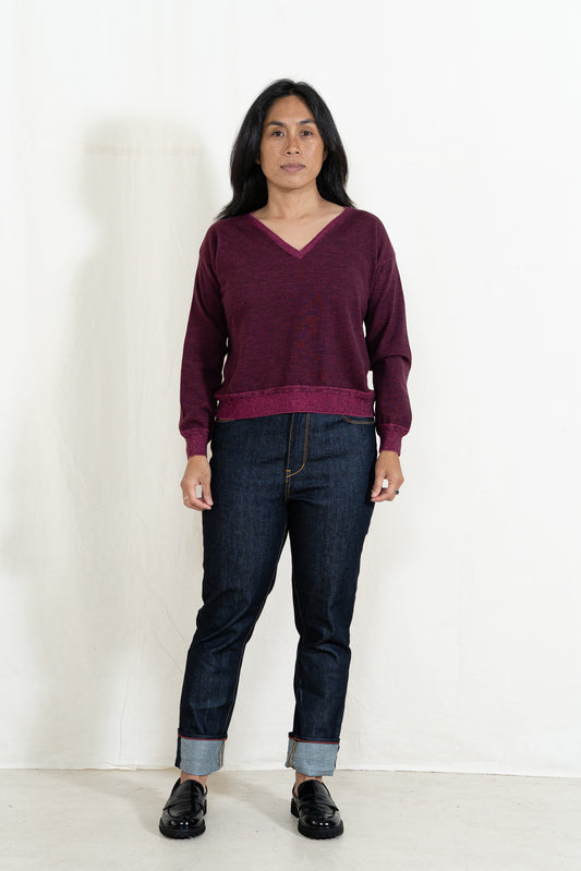 Casa Isaac Woman V-Neck in Wine-Pink