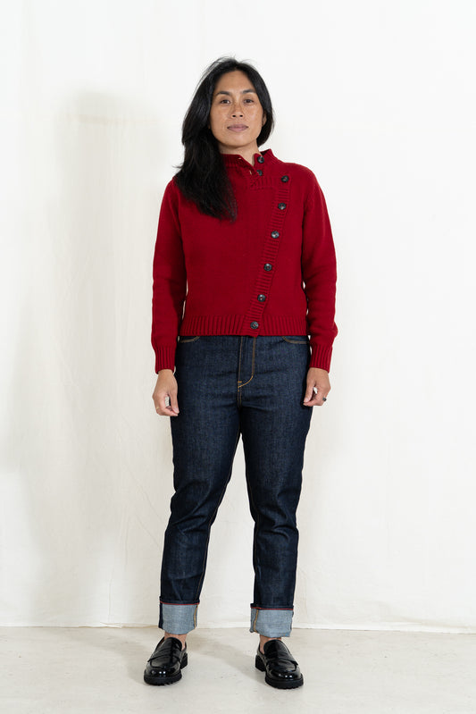 Casa Isaac Woman Side Button Jacket in Red