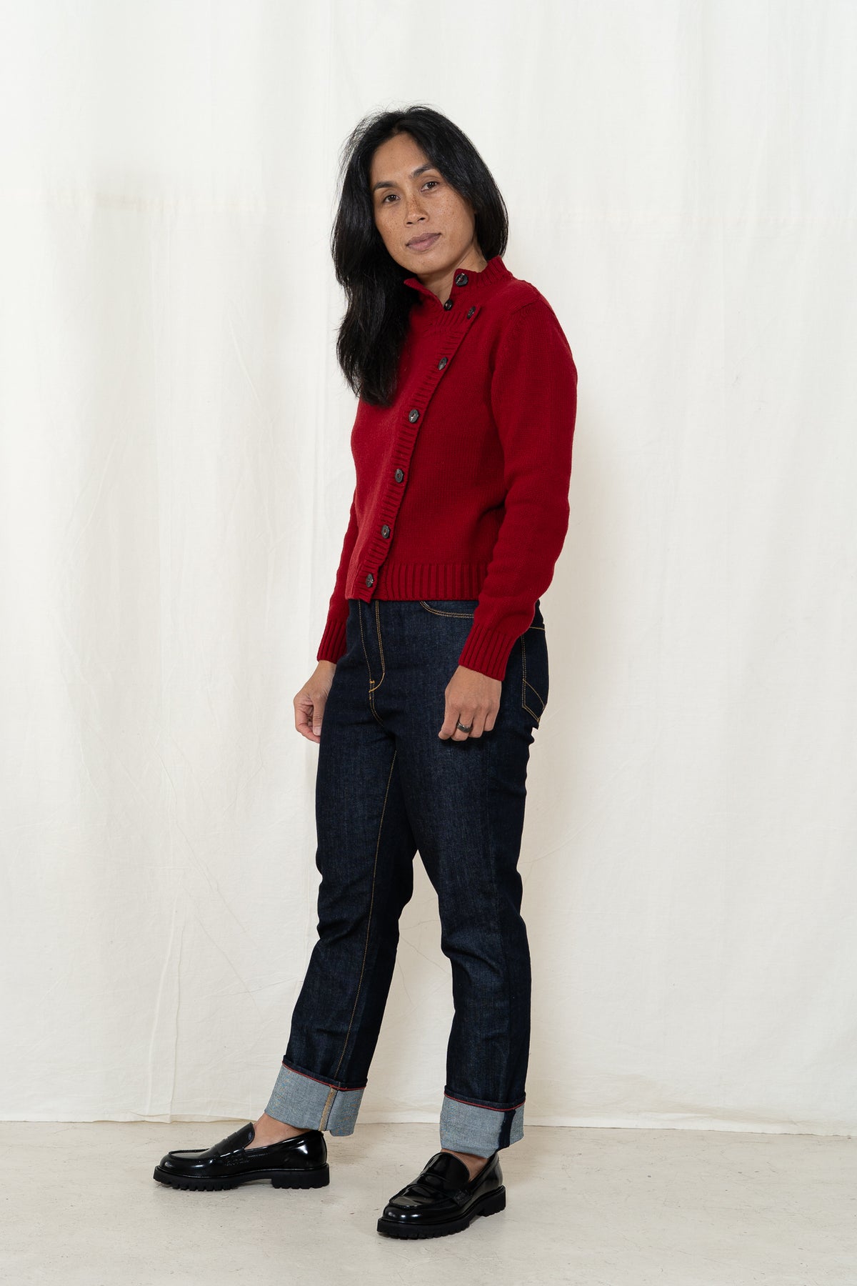Casa Isaac Woman Side Button Jacket in Red