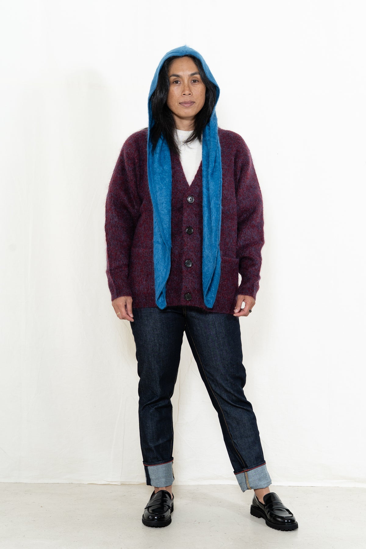 Sayaka Davis Hooded Cashmere Scarf in Cobalt