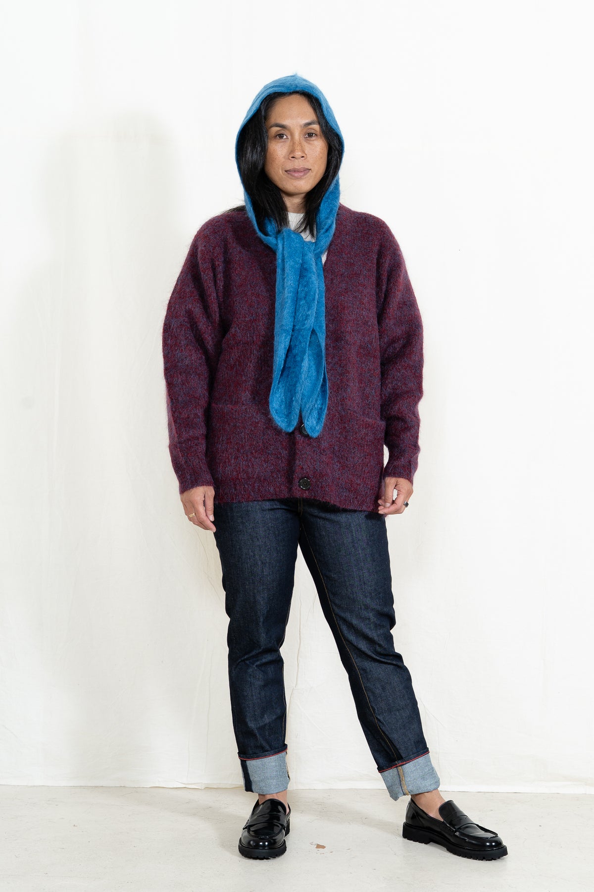 Sayaka Davis Hooded Cashmere Scarf in Cobalt