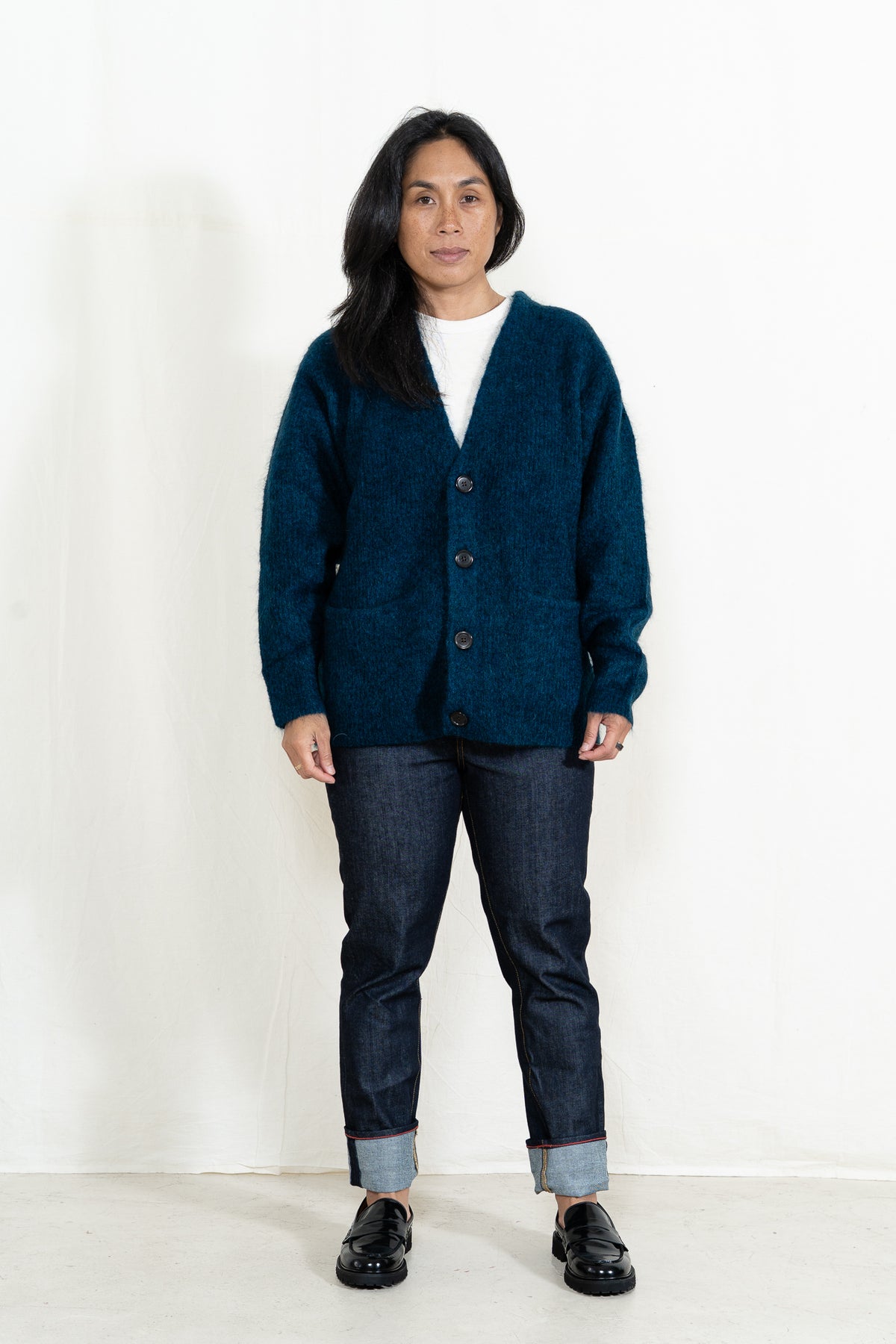 Sayaka Davis Mohair Cardigan in Midnight Blue