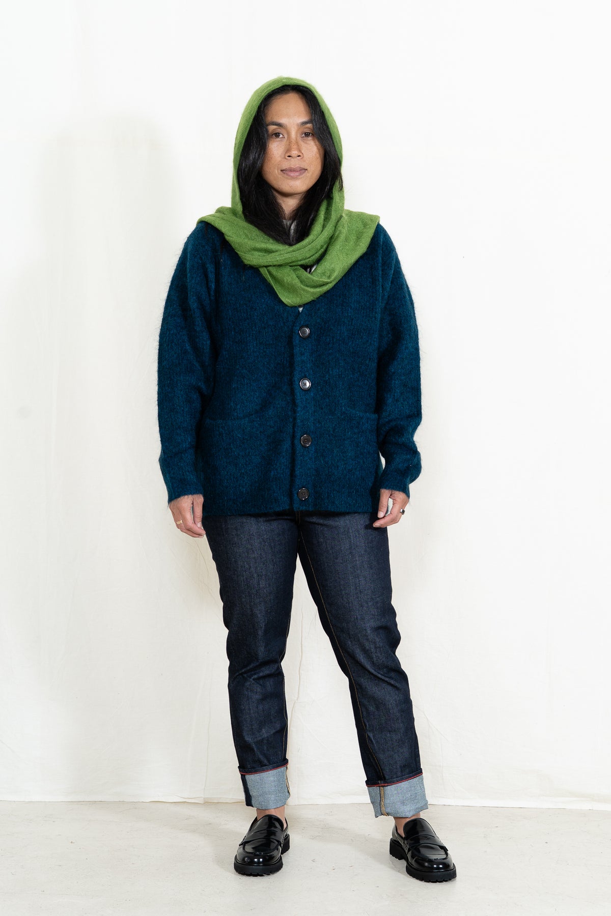 Sayaka Davis Hooded Cashmere Scarf in Cactus